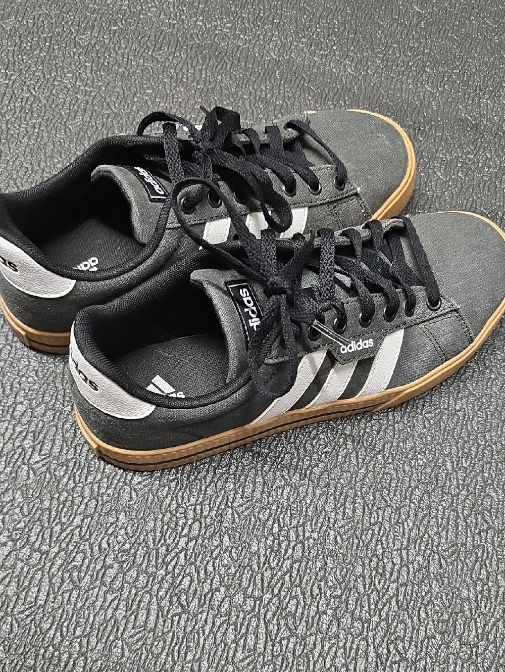 adidas Men’s Black Sneakers with White Stripes & Gum Sole